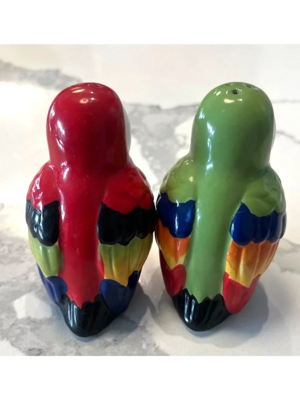 Pier 1 (retired) salt and pepper shakers, colorful parrots